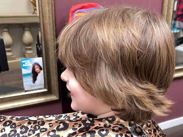 Kids hair styling done Omaggio Salon & Spa, Salem, NH